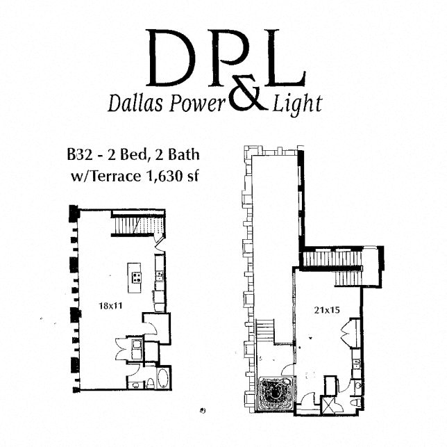 Floor plan for 2 beds, 2 baths, 1630 sqft